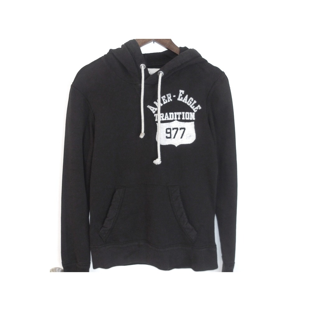 American Eagle Outfitters Hoodie Athletic Fit Pullover Black XS / #5273